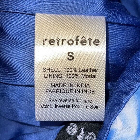 NWT Retrofete Willa Blue Tie Dye Leather Skirt Small - Picture 11 of 13
